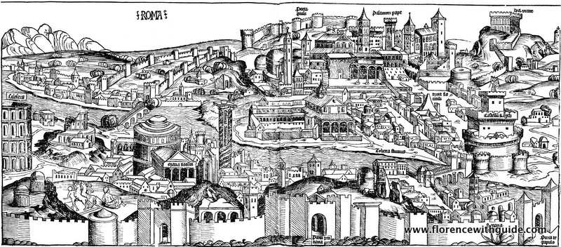 Вид Рима - гравюра 1493