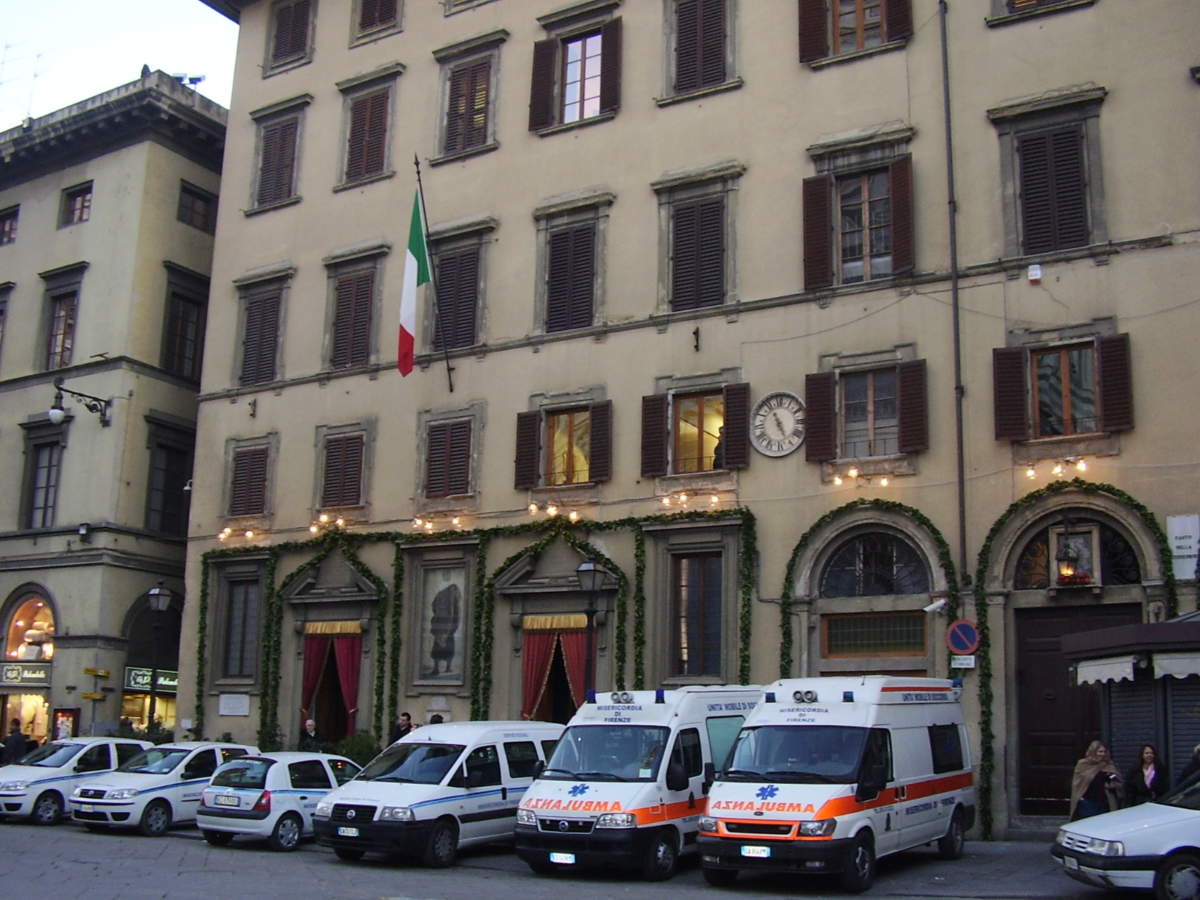 La sede della Misericordia decorata per la festa di San Sebastiano, Firenze